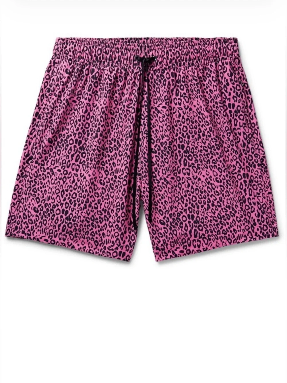 AMIRI Pink Leopard Print Swim Trunks Shorts, Size Large